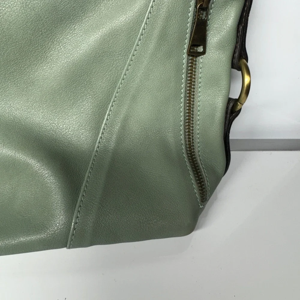 Sundance Made in Italy Leather Shoulder Bag Sage Green Hobo Style - Picture 10 of 16